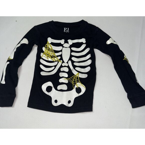 The Childrens Place Halloween Pajama Shirt Toddler Boys 2T Black Skeleton PJ Top - Picture 1 of 4